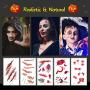 Halloween Scar Temporary Tattoos, 240 Pcs Realistic Fake Bloody Wound Makeup Sticker Kit for Zombies Cosplay Party, Waterproof and Skin-Safe, 40 Sheets