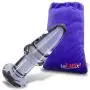 LeLuv Butt Plug Beginner 5 inch Glass Anal Toy Purple Bundle with Premium Padded Pouch