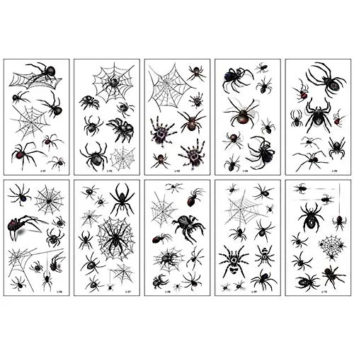AYRXG 10Sets Halloween Spider Tattoo Halloween Temporary Face Tattoos Stickers Durable Waterproof Creepy Fancy Costume Party Spider Web Stickers AYRXG 10Sets Halloween Spider Tattoo Halloween Temporary Face Tattoos Stickers Durable Waterproof Creepy Fancy Costume Party Spider Web Stickers