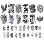 32 Sheets Temporary Tattoos Stickers, 12 Sheets Fake Arm Chest Shoulder Tattoos for Men with 20 Sheets Tiny Black Temporary Tattoos 32 Sheets Temporary Tattoos Stickers, 12 Sheets Fake Arm Chest Shoulder Tattoos for Men with 20 Sheets Tiny Black Temporary Tattoos