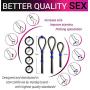 7 Pack Penis Ring Set – 4 Cock Rings w. Clit Stimulating Ball and 3 Adjustable Penis Loops – Erection Enhancing Male Sex Toy