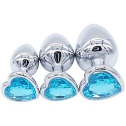 ZhengYa Steel Jewel Butt Play Plug Heart Stand Design Sex Toys for Adults (3 Pieces 1 Set)
