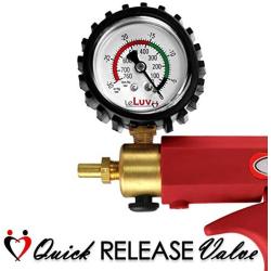 LeLuv Vacuum Pump Maxi Red Handle with Rubber Protected Gauge Natural Body Enhancement Nipple Suction Cups Medium