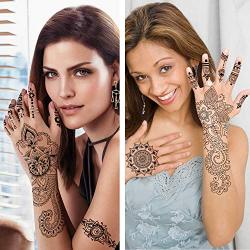 Yazhiji 8 sheets Extra Large Henna Mandala Temporary Tattoo Collection for Women and Girls Sexy Tattoo Stickers.