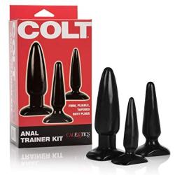 CalExotics Colt Anal Trainer Kit - 3 Piece Male Butt Plug Set - Waterproof Fetish Sex Toys for Couples - Black