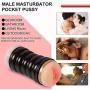 Pocket Pussy Male Masturbator Cup - 3D Realistic Masturbation Adult Sex Toys Vagina and Mouth with Teeth and Tongue Oral Masturabator Sleeve for Intense Stimulation, Black