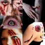 Halloween Scar Temporary Tattoos,Realistic Fake Face Scar Blood Wounds Zombie Vampire Bite Spider Stitches Bloody Tattoo Sticker for Adults Kids Bulk,3D Waterproof Halloween Theme Makeup Prank Props