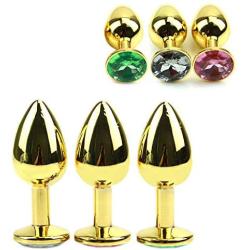 Senoow Gold Alloy Chome Metal Plated Jeweled Toy PluInsert Sixy Stopper