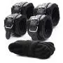 Bondageromance Kit for Couples Black 10 Piece Bed Restraints for Sex Play Includes Fuzzy Hand Cuffs, Spreader Bar, Flogger, Ball Gag and Blindfold