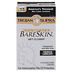 Trojan Supra Non-latex Bareskin Condoms 3 Packs of 6