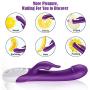 Rabbit Vibrator with Soft Tongue, AILEQI Heating Dildo Vibrator Clit Stimulator Waterproof with 8 Vibration Modes Quiet Dual Motor for Couples Femal Rechargeable (Purple)