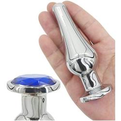 Sexysamba Tapered Butt Plug Metal Jewel Anal Trainer Woman Adult Pleasurable Sex Play Fetish Toy for Beginners Anal Starter Training,(1 Pc Medium,Blue)