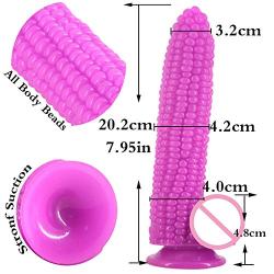 MLSice Big Dildo Suction Cup Fake Penis Corn Dick Sex Toys for Women Particle Surface Vagina Stimulate Anal Beads Butt Plug Dong Sex Shop 20-4.2 cm - Purple