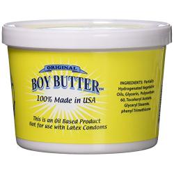 Boy Butter 16oz Personal Lubricant | Natural Coconut Oil & Organic Silicone | Non Staining, Washable & Slick Lube for Adult Men, Women & Couples | Original Formula Oil Based Cream Made in The USA