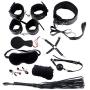 kanersty 10Pcs Faux Leather Plush Couples Handcuffs Sex Toys Bundled Binding Bondage Set