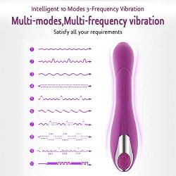 eLife Silicone Vibrator 10 Modes G-spot Vibration Clitoral Stimulate Massager Masturbation for Women (Purple)