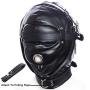 Leather Bondage Gimp Mask Hood, Black Full Face Blindfold Breathable Restraint Head Hood, Sex Toys, for Unisex Adults Couples, BDSM/LGBT Cosplay Restraint Training Toy Fetish Mask