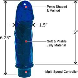 Vibrating Waterproof Jelly Cock 6.25 Inch Cool Blue