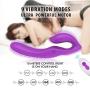 Remote Control Strapless Strap on Dildo Dual Vibrators, 9 Speed Rechargeable G-Spot Massager, Silicone Double Ended Dildos Sex Toys for Lesbian Women Couples (Purple)