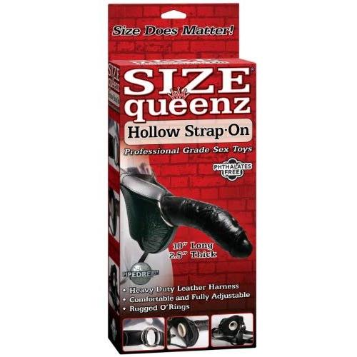 Pipedream Size Queenz Hollow Strap On, Black