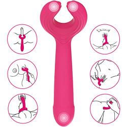 G Spot Vibrator with 3 Motors for Vagina Clitoris Penis Stimulation，Treediride 2.0 Upgrade Silicone Dildo Vibrator with 7 Vibration Modes Waterproof Penis Stimulator Quiet Sex Toy for Women Men Couple