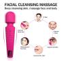 Wand Massager, Cordless Personal Wand Massager, 9 Mode Vibrating Wand, Quiet Waterproof Handheld Powerful Therapeutic Rechargeable, Shoulder Massager for Sports Recovery & Muscle Aches - Pink
