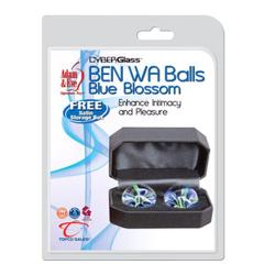 Adam & Eve Blue Blossoms Glass Ben Wa Balls