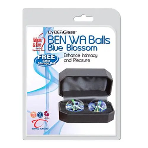 Adam & Eve Blue Blossoms Glass Ben Wa Balls Adam & Eve Blue Blossoms Glass Ben Wa Balls