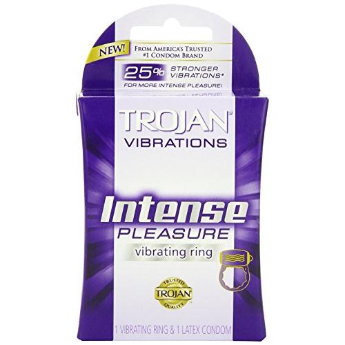 Gift Set Of Trojan Multi Speed Vibrating Ring And one package of Trojan Fire and Ice 3 condoms total in package