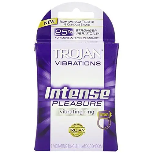 Gift Set Of Trojan Multi Speed Vibrating Ring And one package of Trojan Fire and Ice 3 condoms total in package