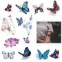 18 Sheets Butterfly Temporary Tattoos Stickers 3D Colorful Waterproof, Body Art Tattoo Stickers for Kids Girls or Women Hand/Neck/Wrist Art Fashion