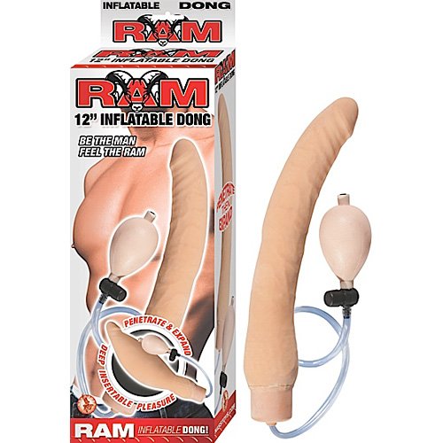 Nasswalk Ram Inflatable Latex Dong Waterproof, Flesh, 12 Inch