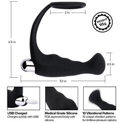 Male Prostate Massager Anal Plug Penis Ring Powerful Orgasms, Waterproof Vibrator Anal Toys Rechargeable, Lyps Caesar