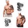 Konsait Large Temporary Tattoos Half Arm Chest Tattoo Men Tribal Totem Tattoo Make up Body Art Sticker for Halloween Party Supplies Beach Pool Party Favor Decor Dress up Costume Accessories(8Sheets)