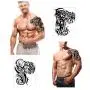 Konsait Large Temporary Tattoos Half Arm Chest Tattoo Men Tribal Totem Tattoo Make up Body Art Sticker for Halloween Party Supplies Beach Pool Party Favor Decor Dress up Costume Accessories(8Sheets)