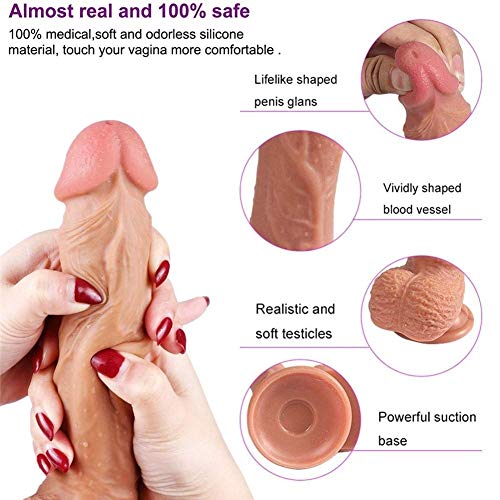 (2-3 Days delivery) 9 Inch Super Soft Waterproof Massager Tools for Women with Strong Suction Cup Hands Free