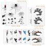 Niceauty Temporary Tattoos, Halloween Temporary Tattoos -11 Eye Fake Tattoos and 2 Spider Temporary Tattoos for Women and Men, Easy on/off, Use Safe, Non-toxic, Waterproof