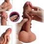 Double Layered Dildo 7.87 Inch Hyper Realistic Dual layer Liquid Silicone Penis with Suction Cup