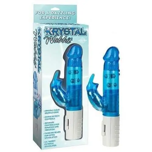Siam Circus Krystal Wabbit Crystal Clear Rotating Pleasure Vibrator Clitoral Stimulator Blue
