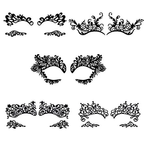 Bilbal 5 Pairs Temporary Eye Tattoo Stickers, Drama Fabric Black Lace Makeup Eye Liner Stickers for Photo Studio Masquerade Christmas Party Ball T-show, Reusable Eye Shadow Stickers Bilbal 5 Pairs Temporary Eye Tattoo Stickers, Drama Fabric Black Lace Makeup Eye Liner Stickers for Photo Studio Masquerade Christmas Party Ball T-show, Reusable Eye Shadow Stickers