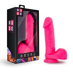 Blush Ruse - Big Poppa - 8" Realistic Veiny Long Dildo - Bright Cock and Balls Dong - Suction Cup Harness Compatible - Sex Toy for Women - Sex Toy for Adults (Hot Pink)