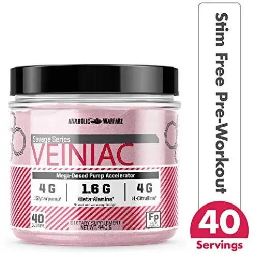Veiniac Pump Supplement by Anabolic Warfare - Stimulant Free pre-Workout with L-Citrulline, Betaine Anhydrous, Added AstraGin® Nitric Oxide Booster & Vascularity Supplement Fruit Punch 30 Servings Veiniac Pump Supplement by Anabolic Warfare - Stimulant Free pre-Workout with L-Citrulline, Betaine Anhydrous, Added AstraGin® Nitric Oxide Booster & Vascularity Supplement Fruit Punch 30 Servings