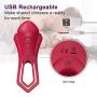 Vibrating Cock Ring for Couples, Double Ring Remote Control Penis Ring Vibrator with 9 Vibration Modes, Alona Rechargeable Vibrating Penis Enhancer Ring Vibrator (Red)