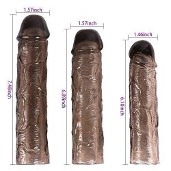 Penis Sleeve Penis Case Cover Extender,Extension Cock Enlarger Condom Sheath Penis-Enhancing Enlarger Delay Ejaculation Toy for Men(3 Pcs)