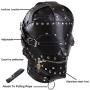 Leather Bondage Gimp Mask Hood, Black Full Face Blindfold Breathable Restraint Head Hood, Sex Toys, for Unisex Adults Couples, BDSM/LGBT Fetish Hood (Black(Full Face Hood))