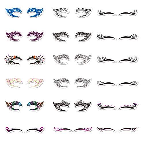 Temporary Eye Tattoo, ETEREAUTY 18 Pairs Eye Tattoo Stickers with Waterproof Eyeshadow and Eyeliner Designs