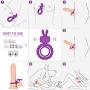 Electric Penis Ring, Yuechao Electric Male Ring with Mini Bullet for Couples Play Mens Vibrating Cock Ring Waterproof for Longer Harder Erection (Purple Rabbit)