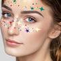 20 Pack Halloween Face Temporary Tattoo Sticker Face Gold Metallic Temporary Transfer Tattoo Freckle Sticker for Woman Girls Makeup Dancer Costume Parties