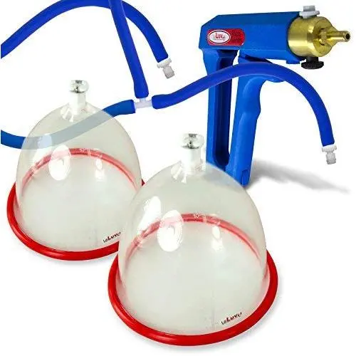 LeLuv Vacuum Breast Pump Kit Maxi Blue Uncollapsible Blue Silicone Hose Natural Body Enhancement Increase Size Large Suction Cups LeLuv Vacuum Breast Pump Kit Maxi Blue Uncollapsible Blue Silicone Hose Natural Body Enhancement Increase Size Large Suction Cups