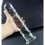 T-explorer Sex Toys Adult Toys SUPER Large Big 10.6 Inch Transparent Crystal dotted Glass Penis Glass Dilddo Female Apparatus Masturbation G-spot Stimulate Stimulator Stimulation Anal Plug Masturbation For Women